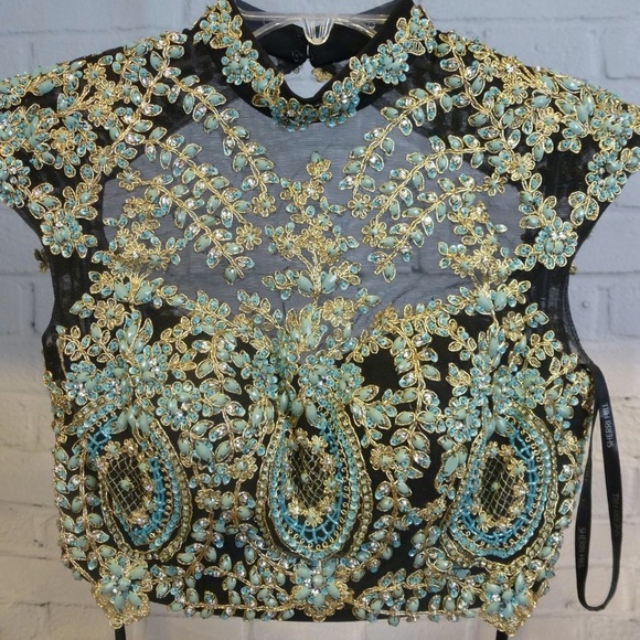 Sherri Hill Two-Piece Beaded Top Gown - Picture 6 of 9